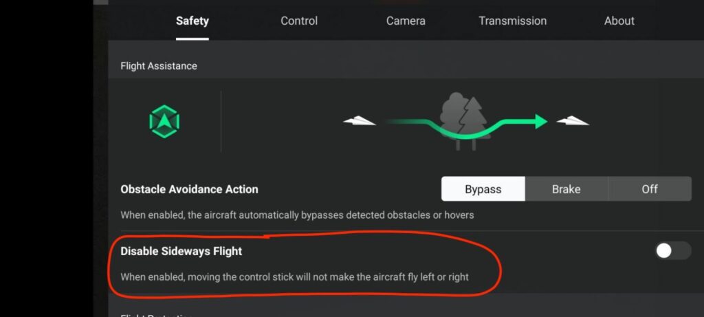 how to turn off obstacle avoidance mavic air 2