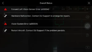 dji forward vision sensor error