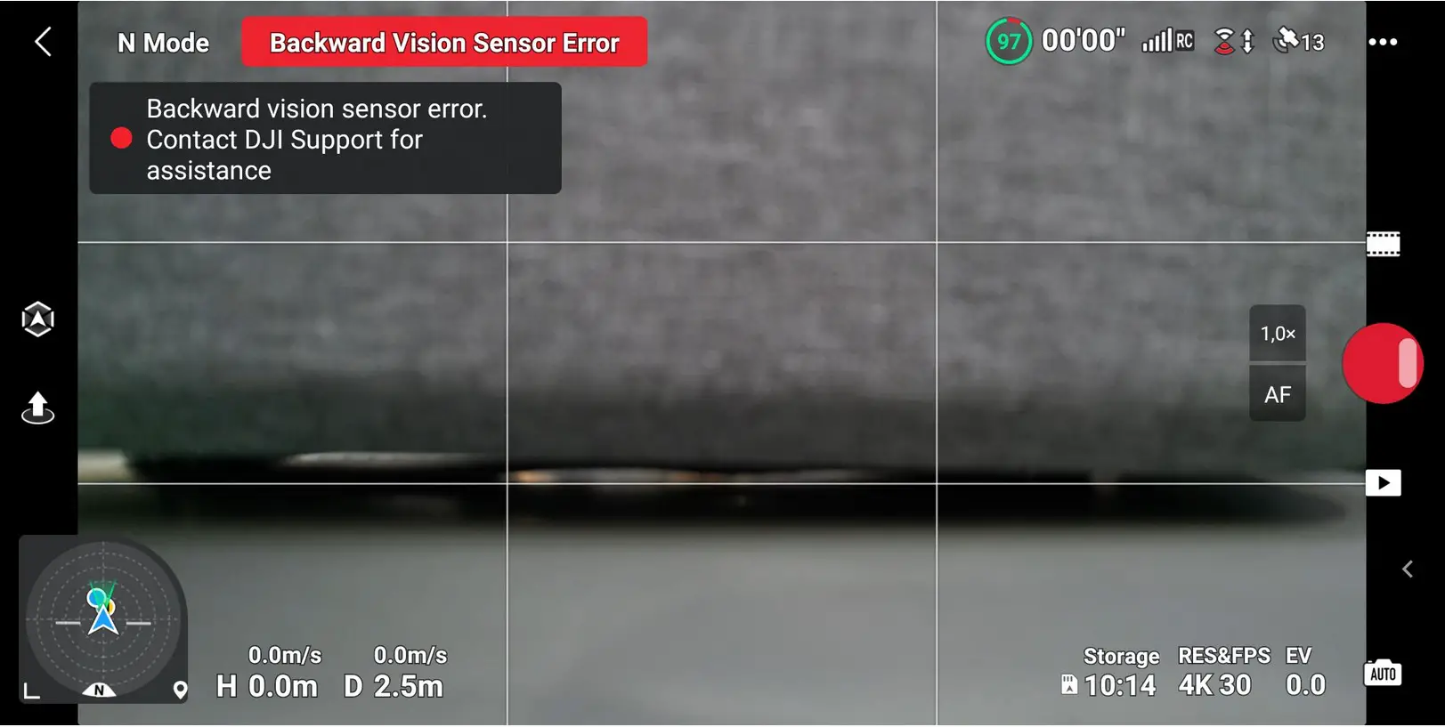 backward vision sensor calibration error